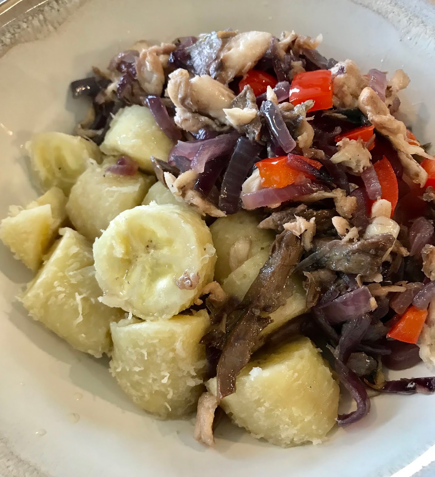 Once upon a cook Boiled Green Banana with Salted Mackerel