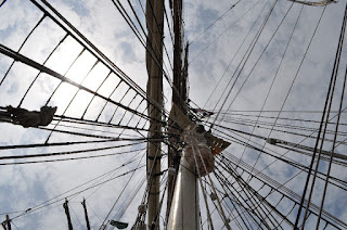 looking up the mast of a tall ship