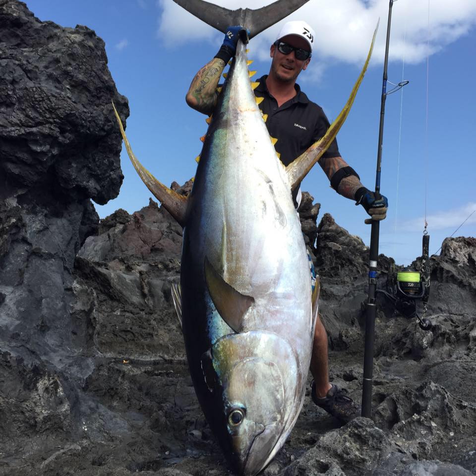 Fishing Diving World Record Yellowfin Tuna Off The Rocks On Spin 230 lb