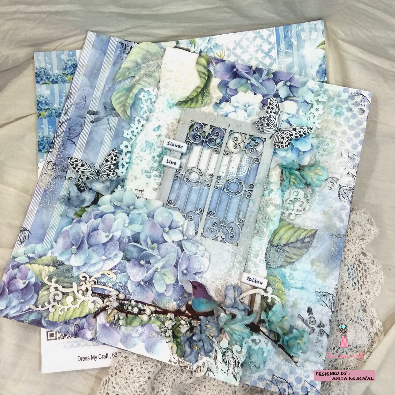 Dress My Craft Mixed Media With Hydrangea Lawns Start to Finish.