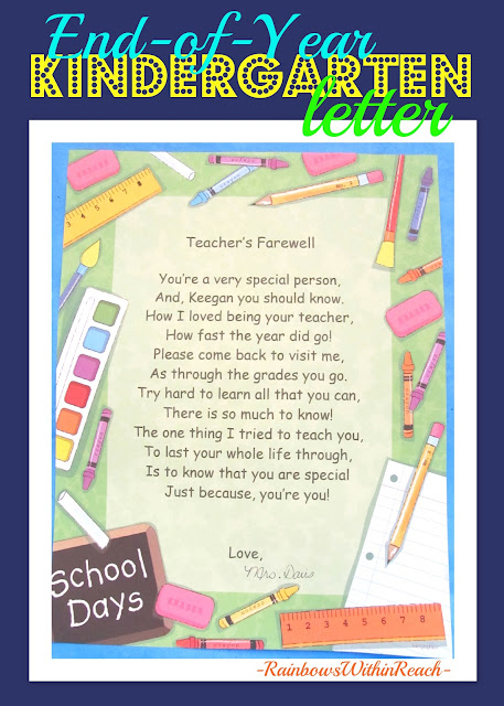photo of: Teacher's Farewell Letter for end of year