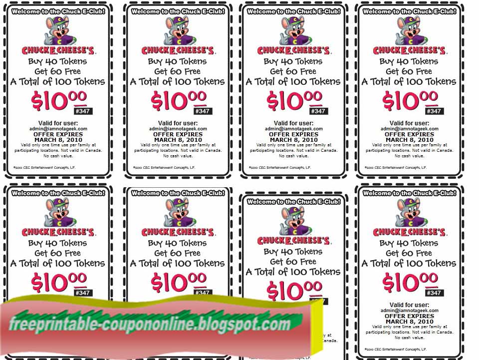 Chuck e cheese coupons on phone