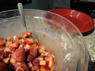 Filling mixture for strawberry-rhubarb pie