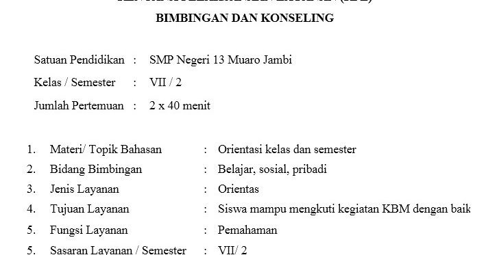 Download Satuan Layanan Bimbingan Dan Konseling Smp Lengkap Terbaru Diens Blog