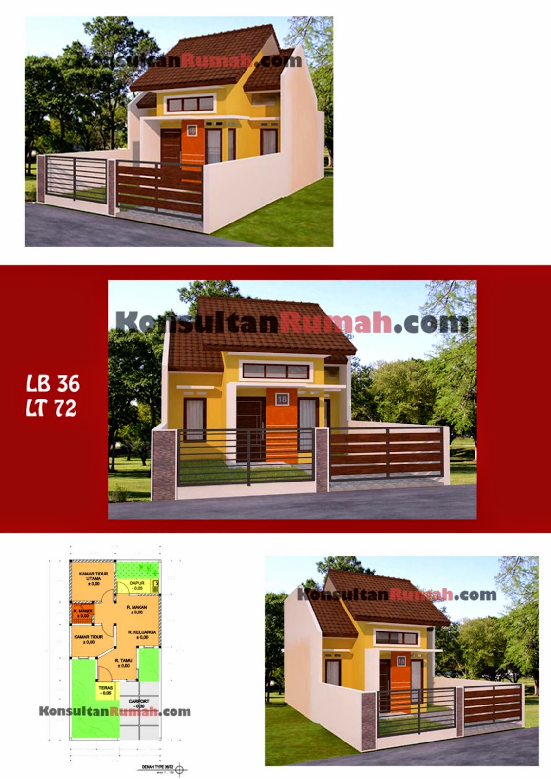 Desain Rumah Type 36/72 Minimalis - Jual Bata Ekspos