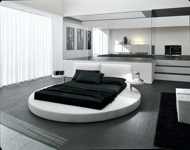 дизайн спальни с круглой кроватью фото