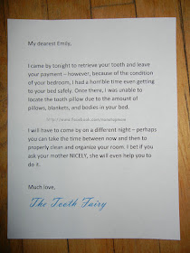 Brief der Zahnfee zum Aufräumen