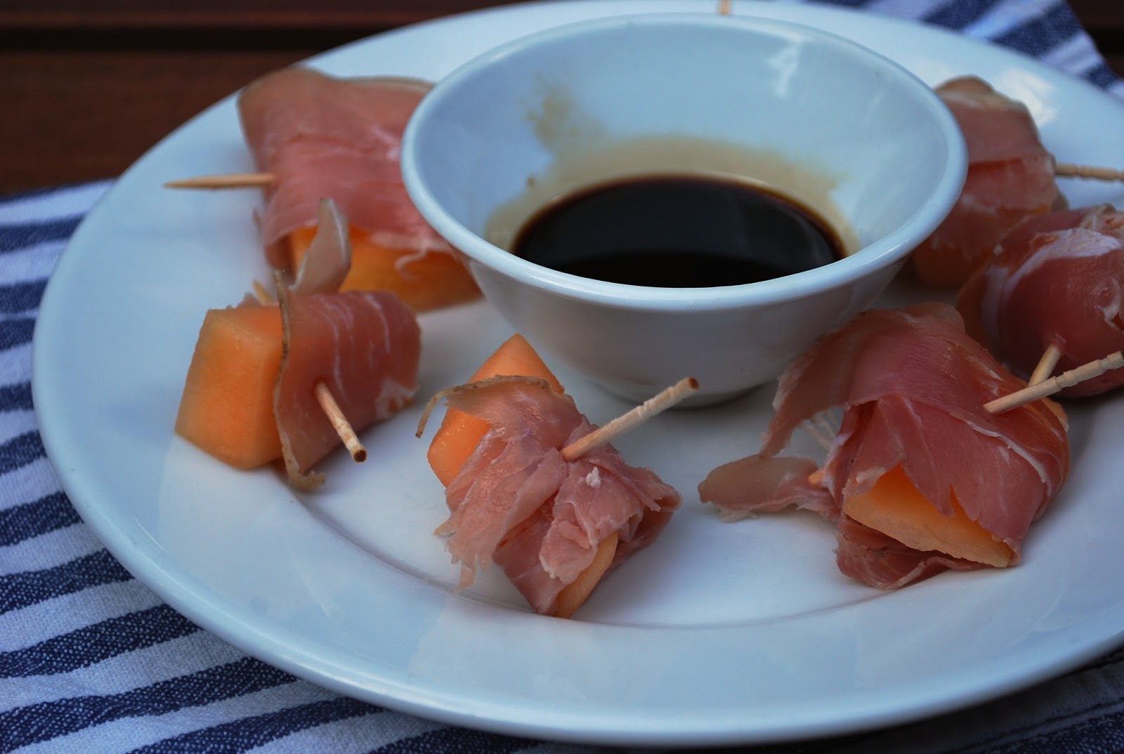Native Son Farm ProsciuttoWrapped Cantaloupe with Balsamic Vinegar
