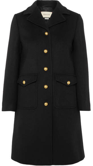 Embellished wool-felt coat