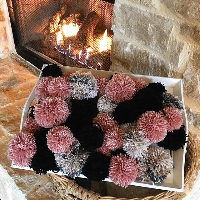 cozy, crafting, making, diy, Winter, project, pom poms
