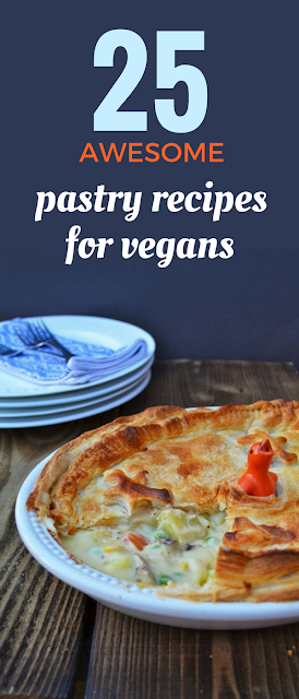 25 awesome puff pastry recipes for vegans. From sausage rolls and pasties to pies both savoury and sweet. #veganpastry #veganpuffpastry #puffpastry #vegan #veganrecipes #veganuary
