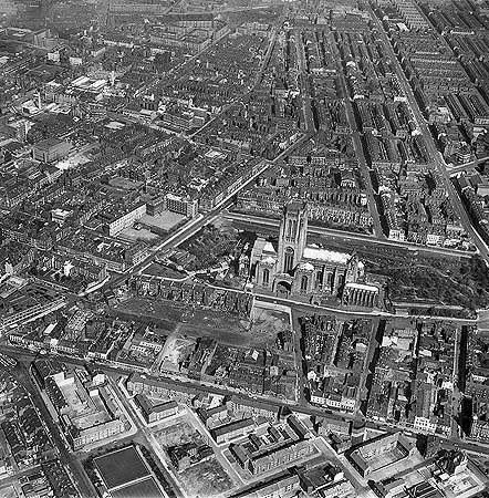 Anglican Cathedral, aerial view, 1949