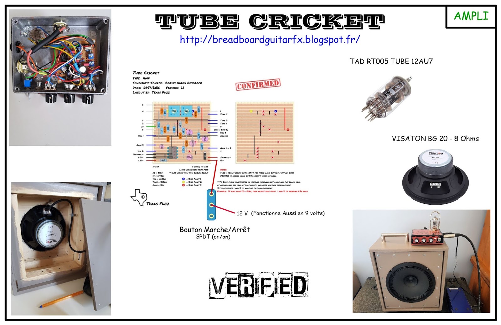 BREADBOARD GUITAR FX TUBE CRICKET AMP