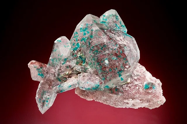 Quartz Crystals With Micro Dioptase Inclusions