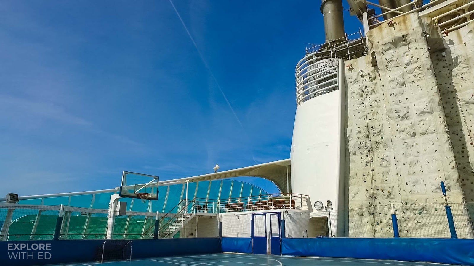 Independence of the Seas sports court with rock climbing wall