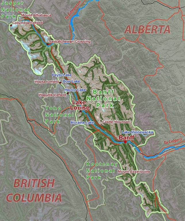 Let 39 s travel the world Banff - Map Of Banff National Park