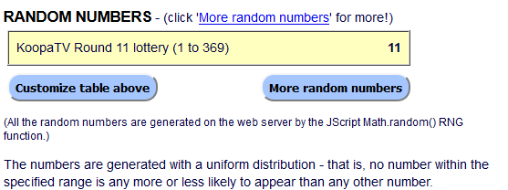 Random Number Generator www.randomnumbergenerator.com RNG 11