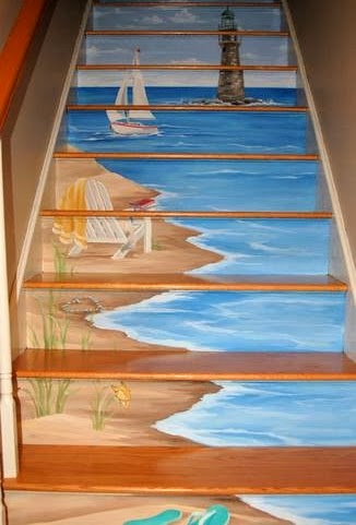 art painting on staircase