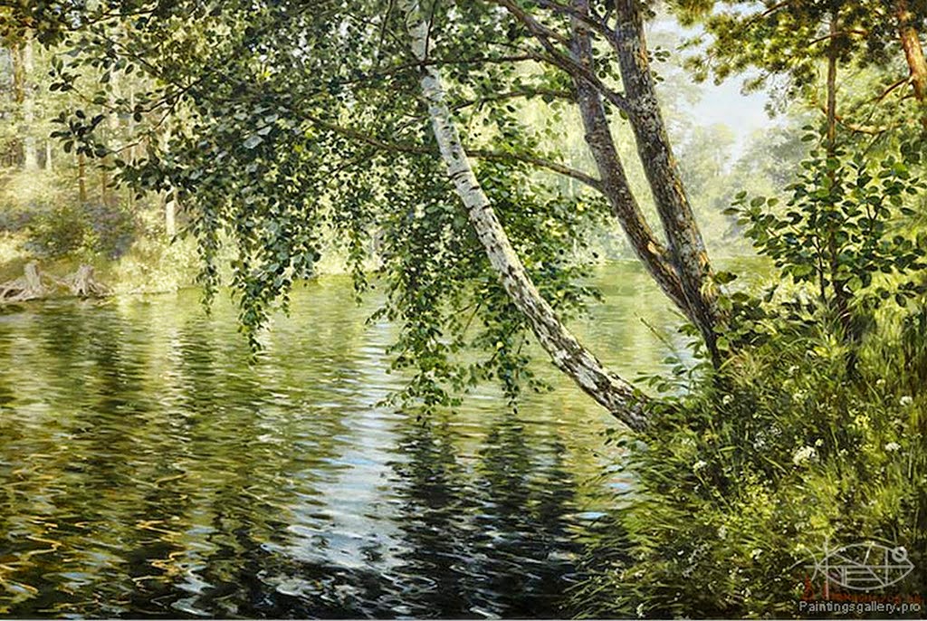 pinturas-paisajes-con-agua-y-arboles