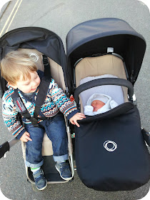 proud brother, bugaboo donkey, brothers in double pushchair