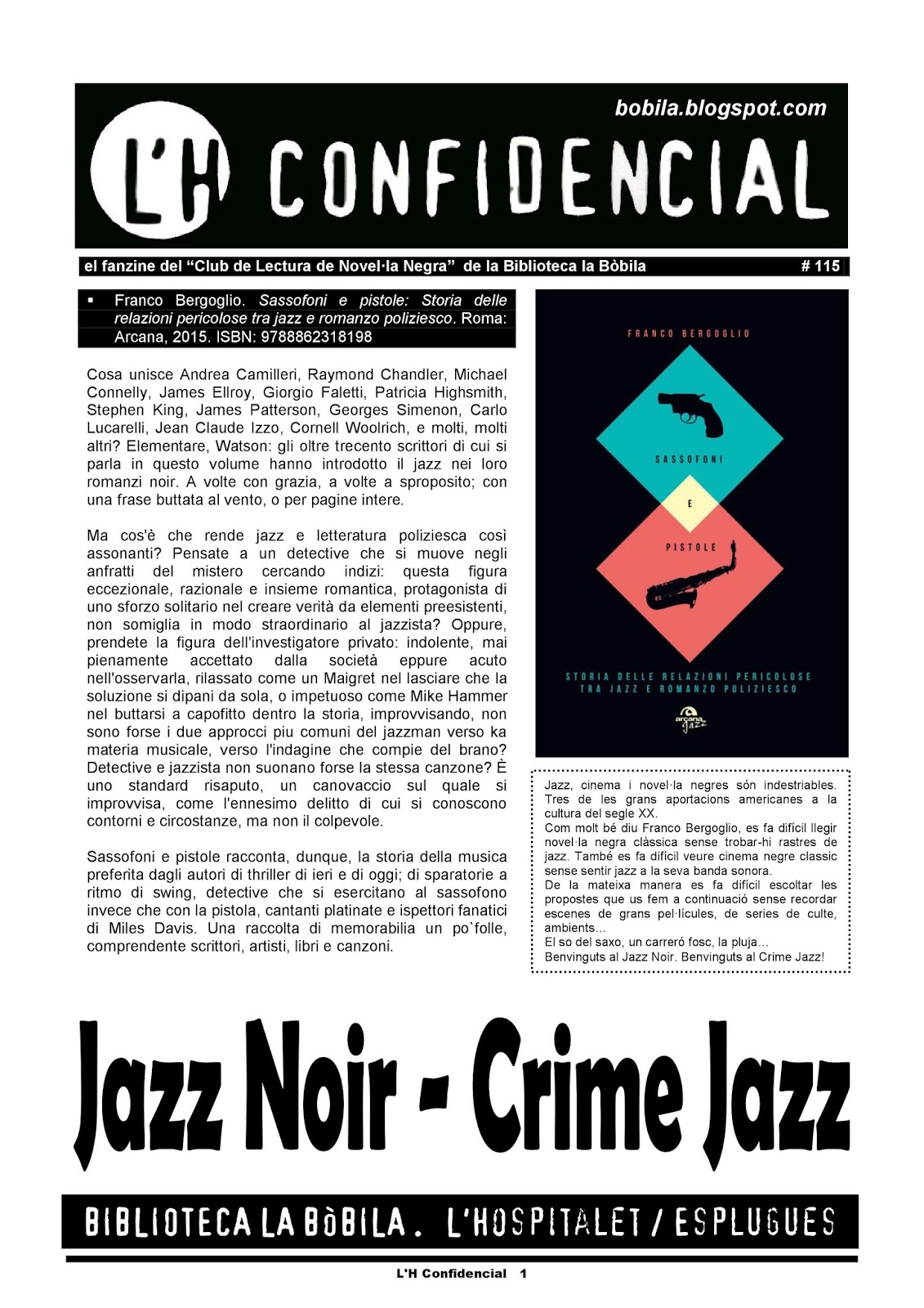 L'H Confidencial 115. Jazz Noir Crime Jazz EL BLOC DE LA BÒBILA