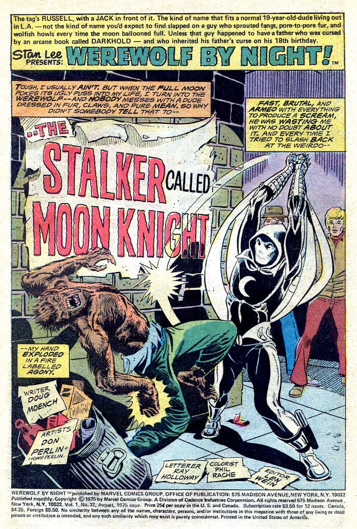 Werewolf by Night #32 marvel key issue 1970s bronze age comic book page - 1st appearance Moon Knight