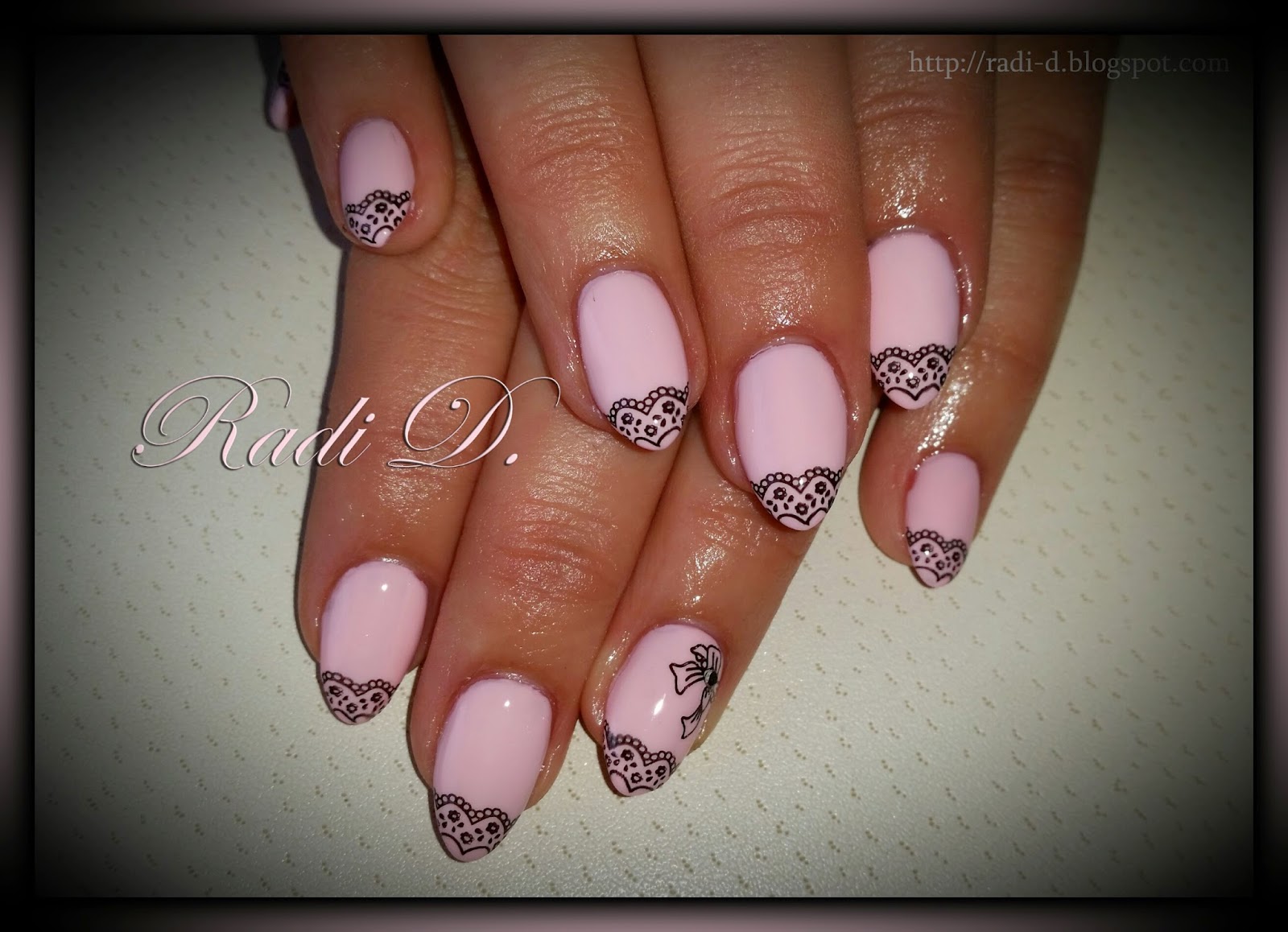 It`s all about nails Baby pink almond nails with lace