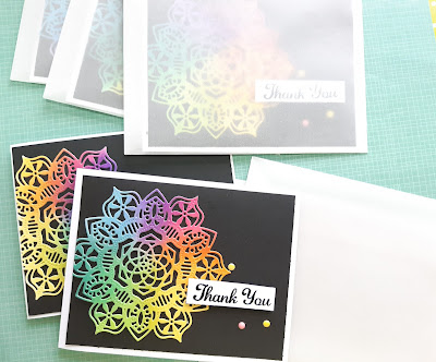 die cut, distress inks, CAS card, Quillish, thank you cards, card for teachers, card for professors, cards by ishani, inkblending, rainbowcolorblending, rainbow colour card