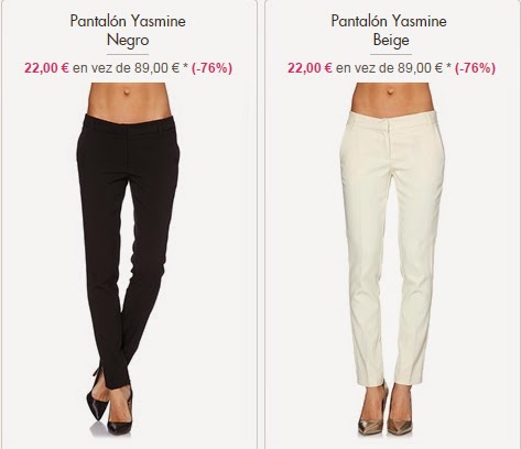 Detalle de los pantalones modelo Yasmine de esta oferta pantalones Yasmine 22 euros