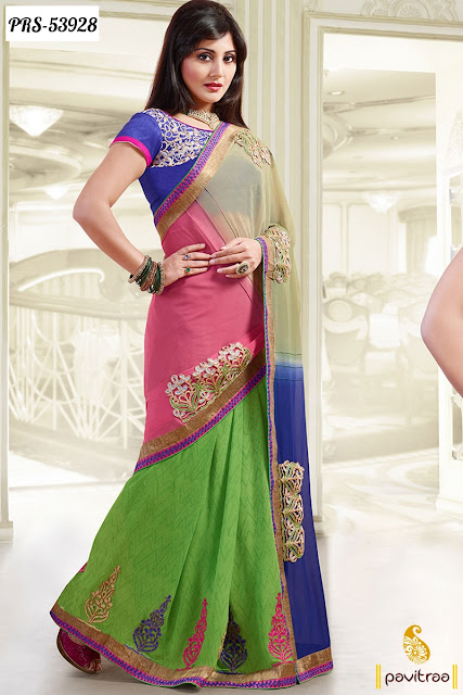 Celebrity Rimi Sen multicolor georgette bollywood saree online shopping with discount offer price