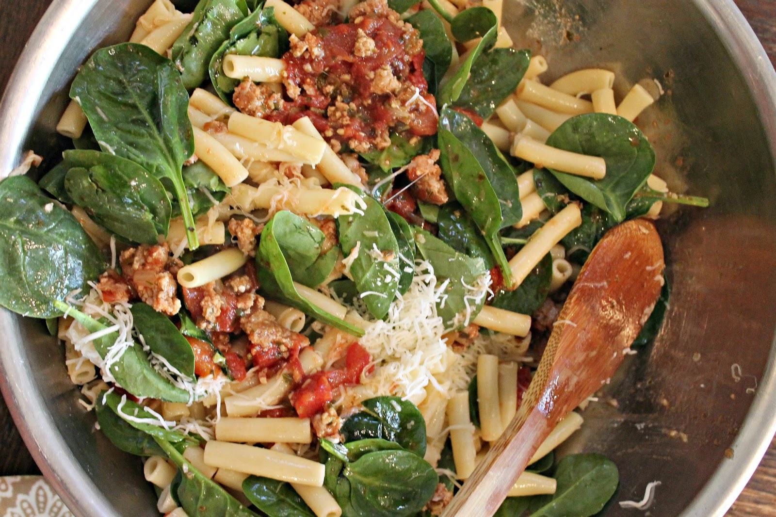 Sausage and Spinach Pesto Baked Ziti Made It. Ate It. Loved It.