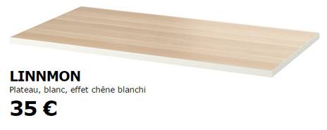 LINNMON / ADILS Bureau, effet chêne blanchi/blanc, 100x60 cm - IKEA