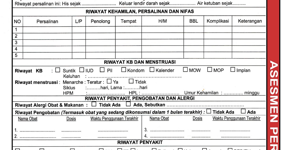CONTOH FORMAT REKAM MEDIS KEBIDANAN ASESMEN PERSALINAN