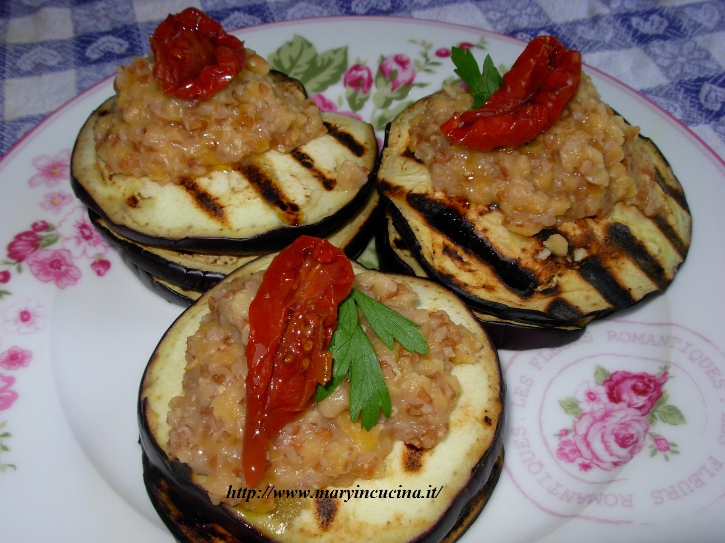 torrette di melanzane con crema di lenticchie