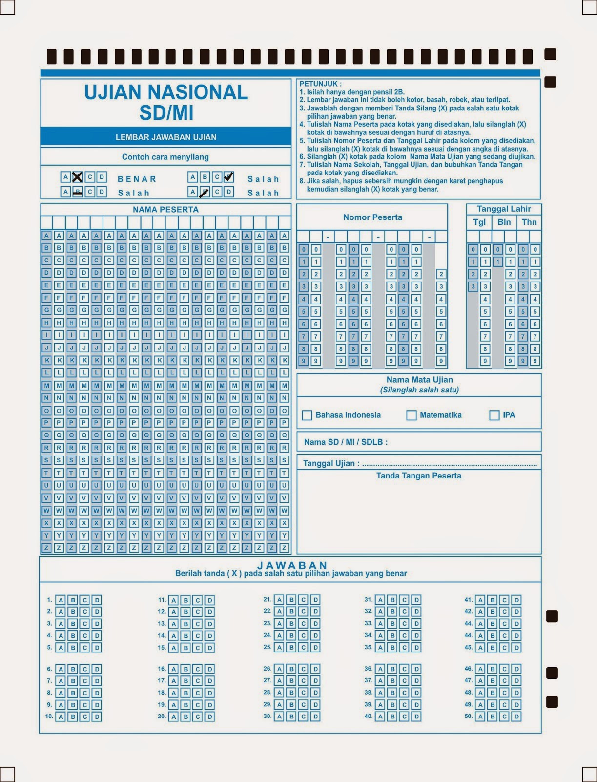 Download Lembar Jawaban Usbn Sd 2018 Lasopadream