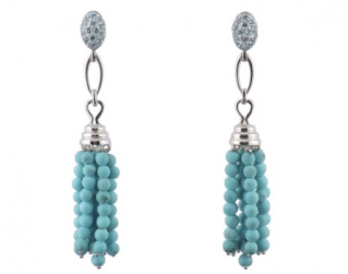 Turquoise Tassel Bead Earrings