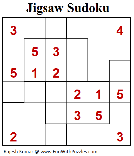 Jigsaw Sudoku Puzzle (Mini Sudoku Series 102)Fun With Puzzles