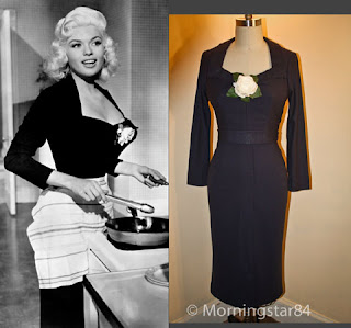 Morningstar Pinup: The Girl Cant Help It- Navy Blue Dress-Jayne Mansfield