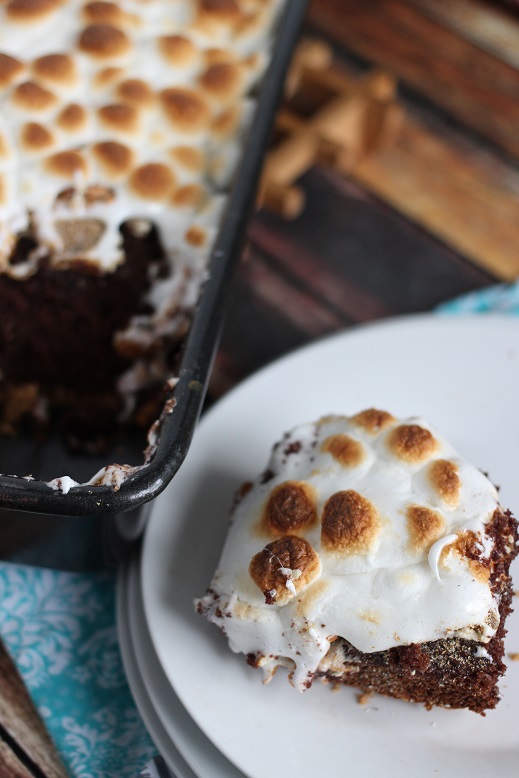 Salted Caramel S'mores Cake from Mama Loves Food