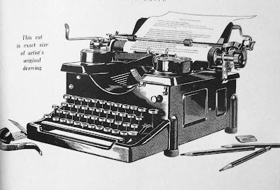 A Typewriter Drawn in Scratchboard