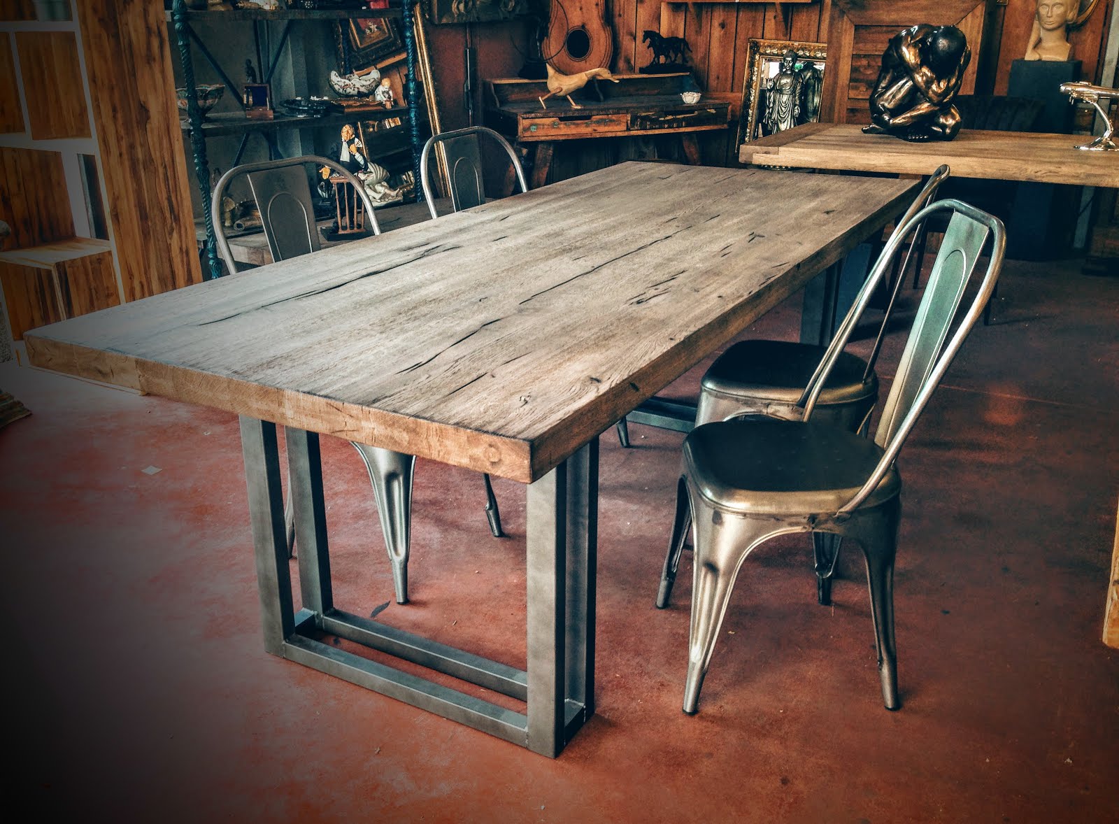 Vitadeco Table Bois Metal Design Industriel