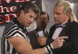 WWF - Over the Edge 1998 Review - Mr McMahon prepares for his special referee role in the Austin/Dude Love match