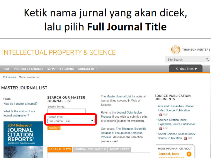 Master journal list