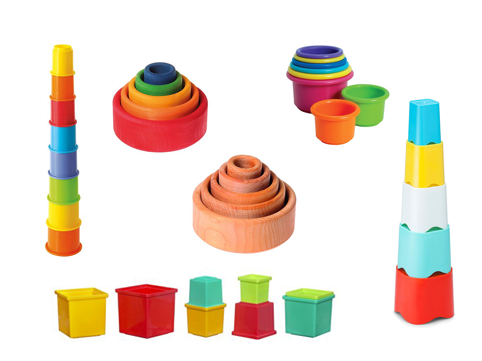 6 Pcs Stacking Cup Toys,Nesting Cup Early Educational Toddlers Montessori Stacking Toy,Fun for Kid Baby 6-12 Months Play for Indoor//Outdoor//Bathtub//Beach Type B