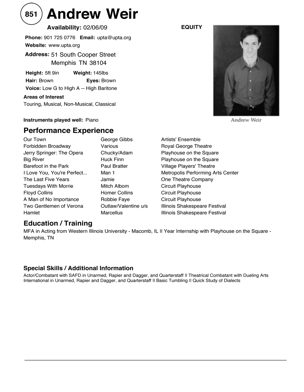 Resume child actor template