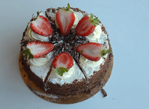 Black forest cake with fruits