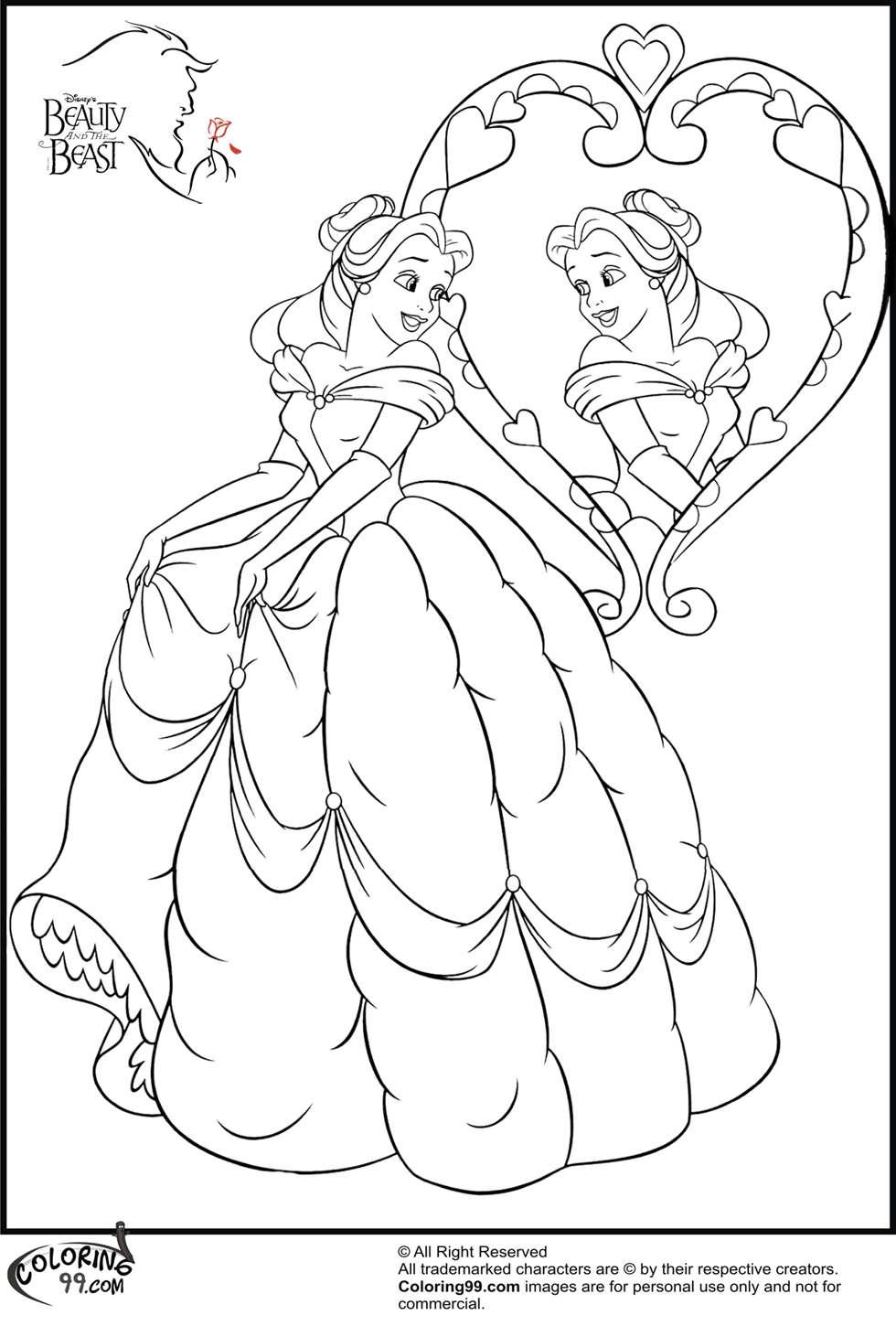 Disney Princess Belle Coloring Pages Team Colors