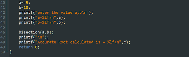 free coding: bisection method in c