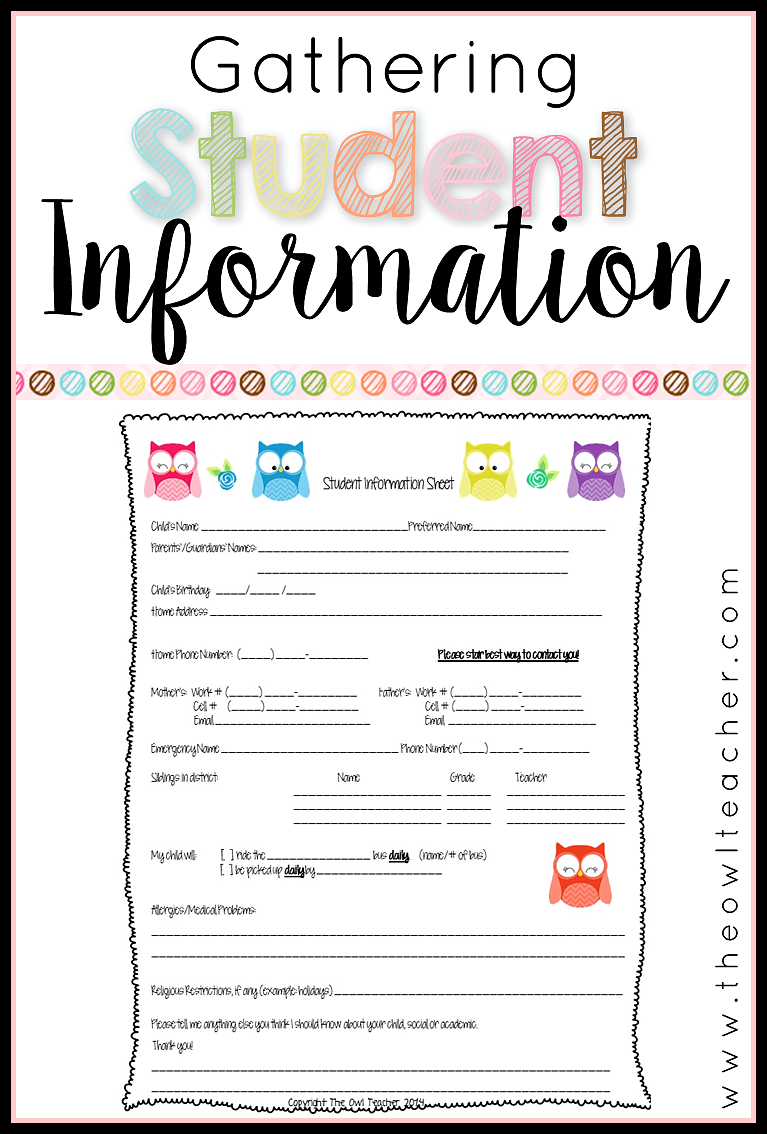 collecting student information the owl teacher student information form