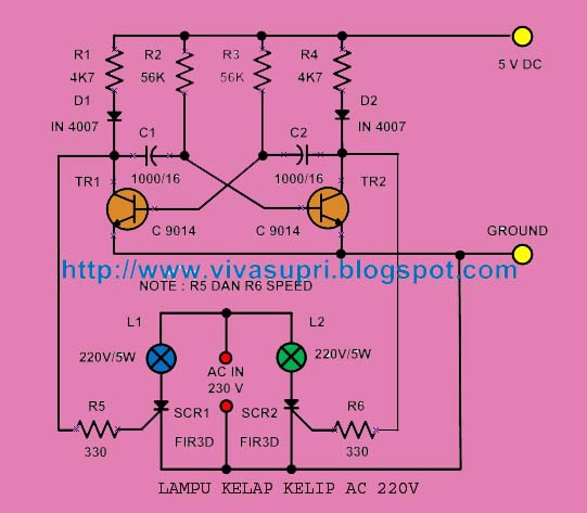 Kreasi Elektronika Lampu Kelap Kelip Ac 220 V